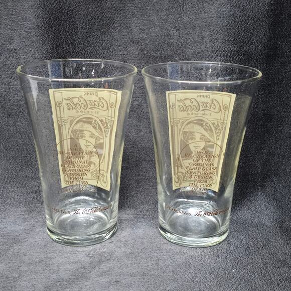 Vintage Coca Cola Victorian Lady 16 oz. Re-Creation Flair Glass Drinking Cups - Picture 5 of 11